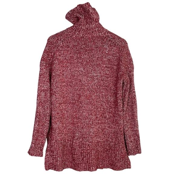 J.Crew Oversized Wool Blend Chunky Cable Knit Turtleneck High Low Sweater S Red - Picture 13 of 15